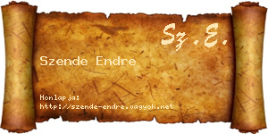 Szende Endre névjegykártya